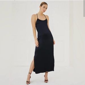 Something Navy Essential Silky Slip Dress in Black